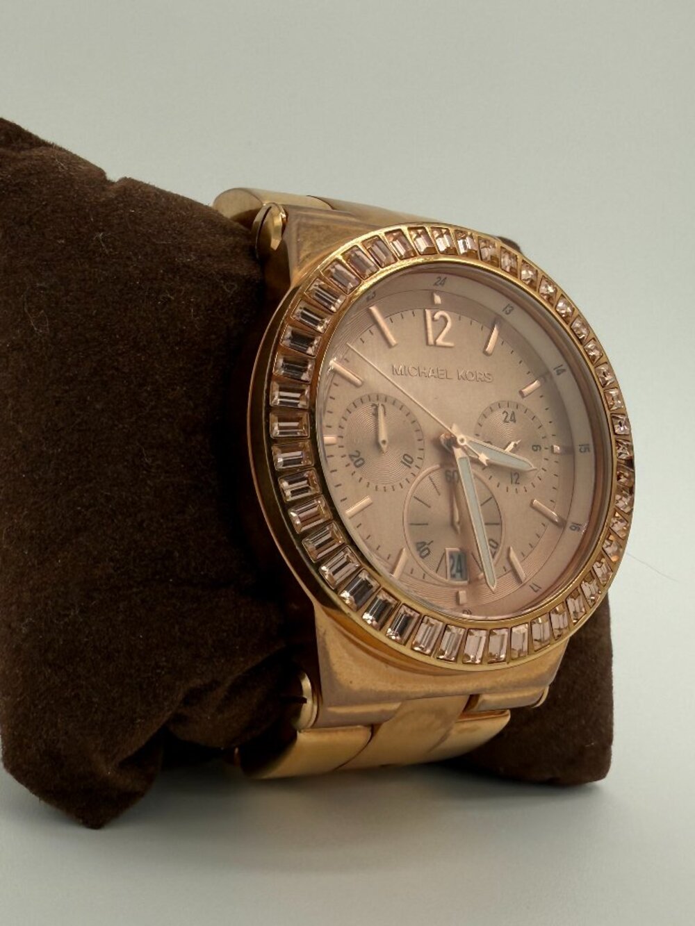 Michael Kors Rose Gold Tone Baguette Bezel Chronograph Ladies Watch MK5412 - Picture 5 of 7